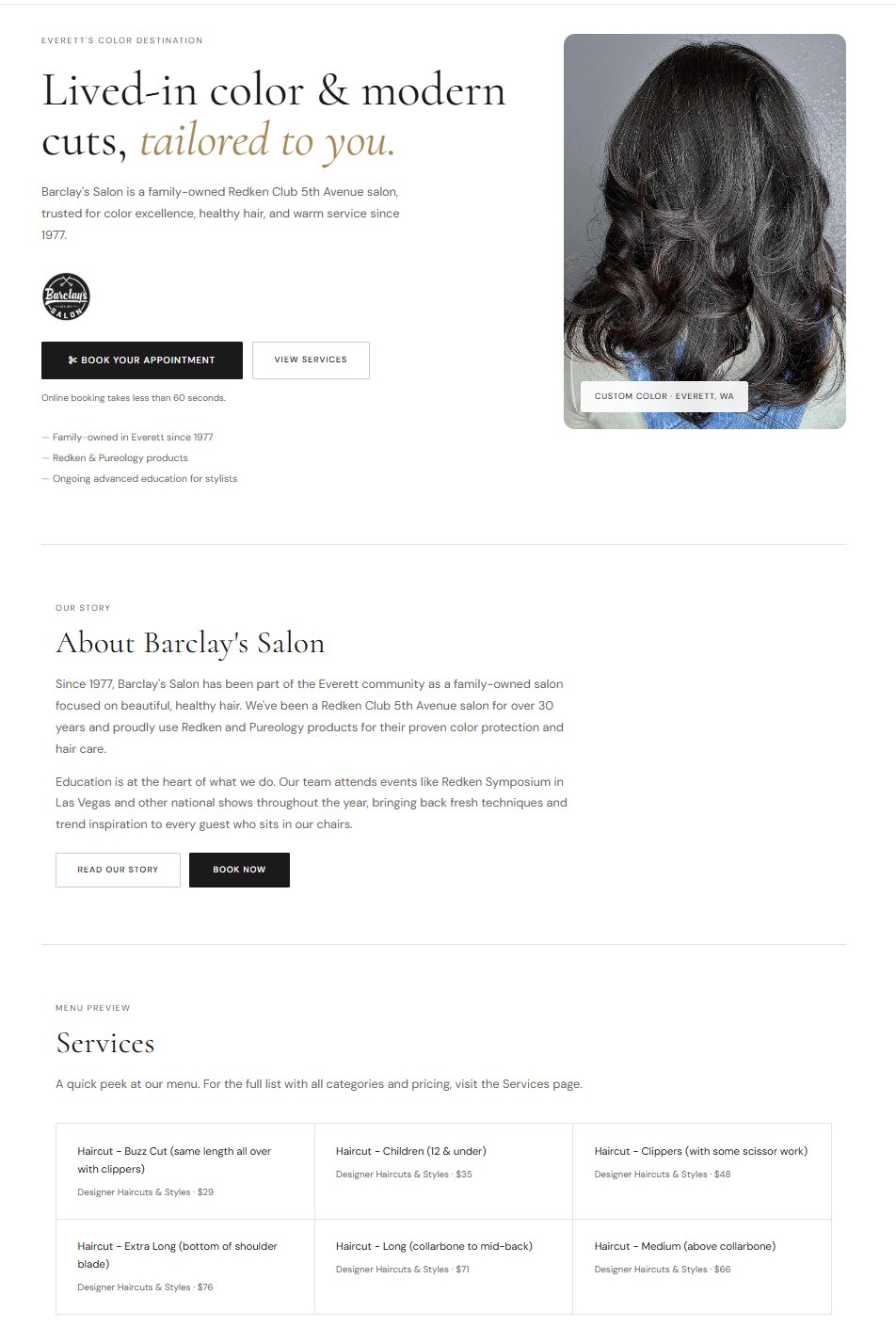 Barclay's Salon website